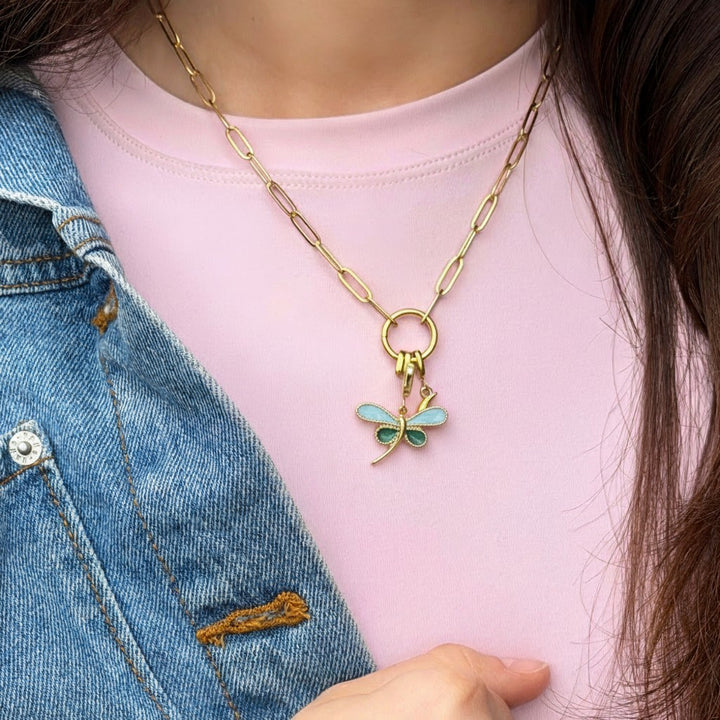 Mococo Gold Dragonfly Clip-On Charm