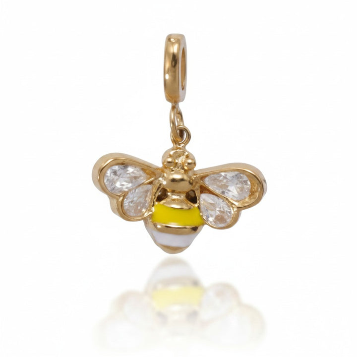Mococo Gold Enamel Bee Clip-On Charm