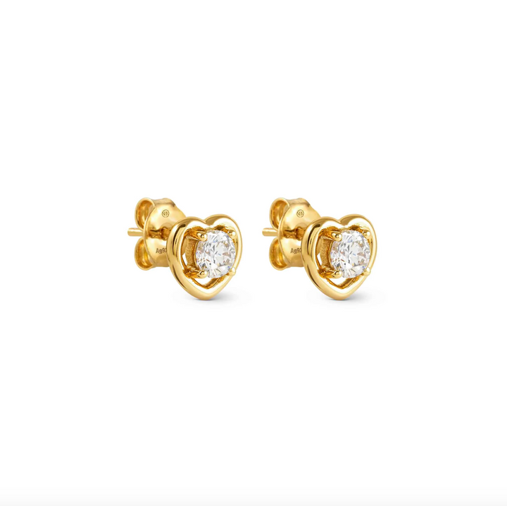 Nomination Gold Cubic Zirconia Heart Earrings