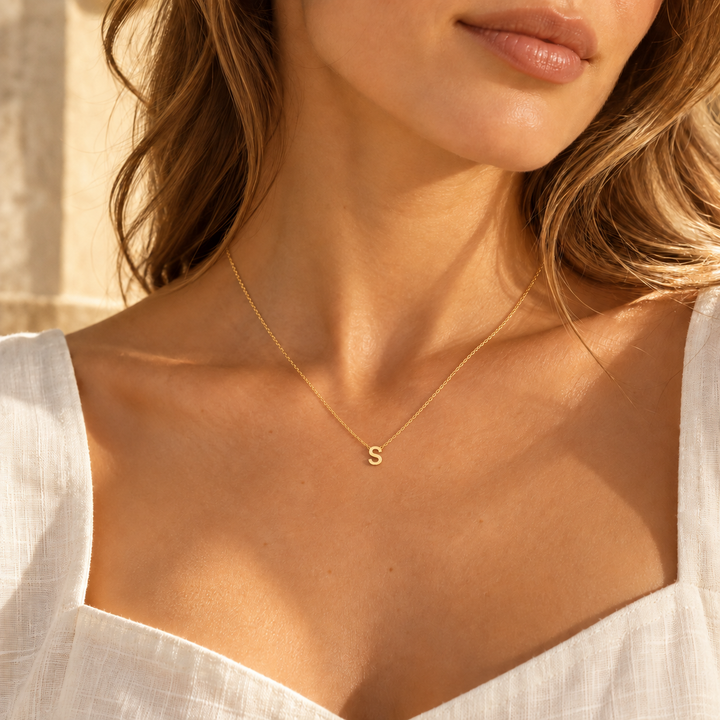 Mococo Fine 9ct Solid Gold Initial Necklace