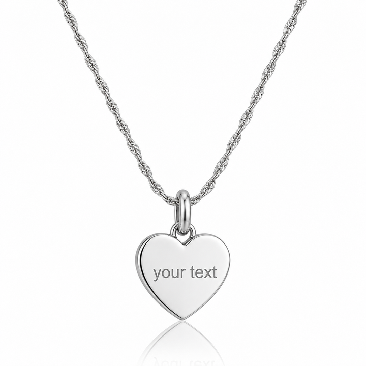 Mococo Silver Personalised Heart Necklace