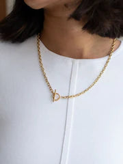D.Louise Gold Cuban T Bar Necklace