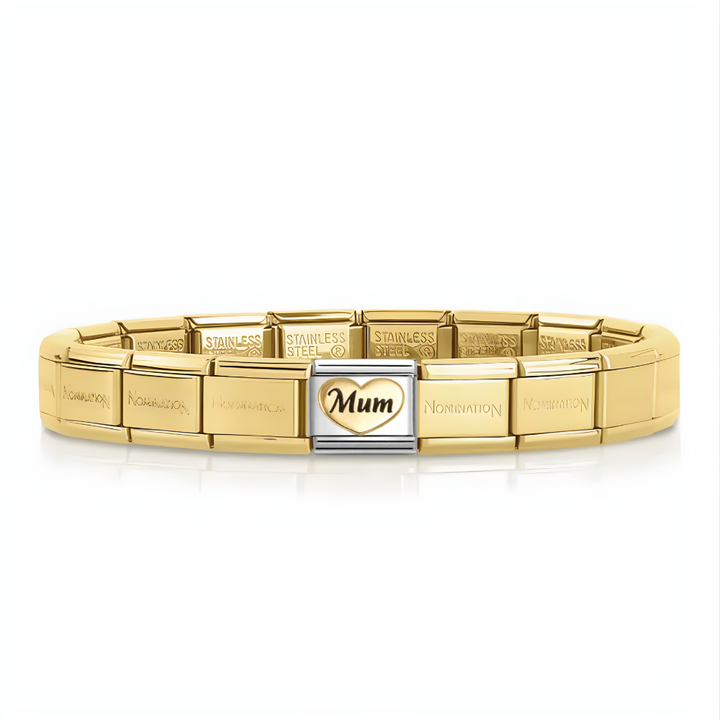 Nomination Gold Bracelet with Gold Mum in Heart Charm