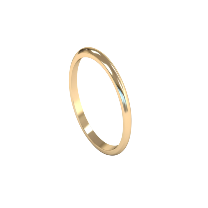 Mococo Fine 9ct Yellow Gold 2mm D Shaped Wedding Ring