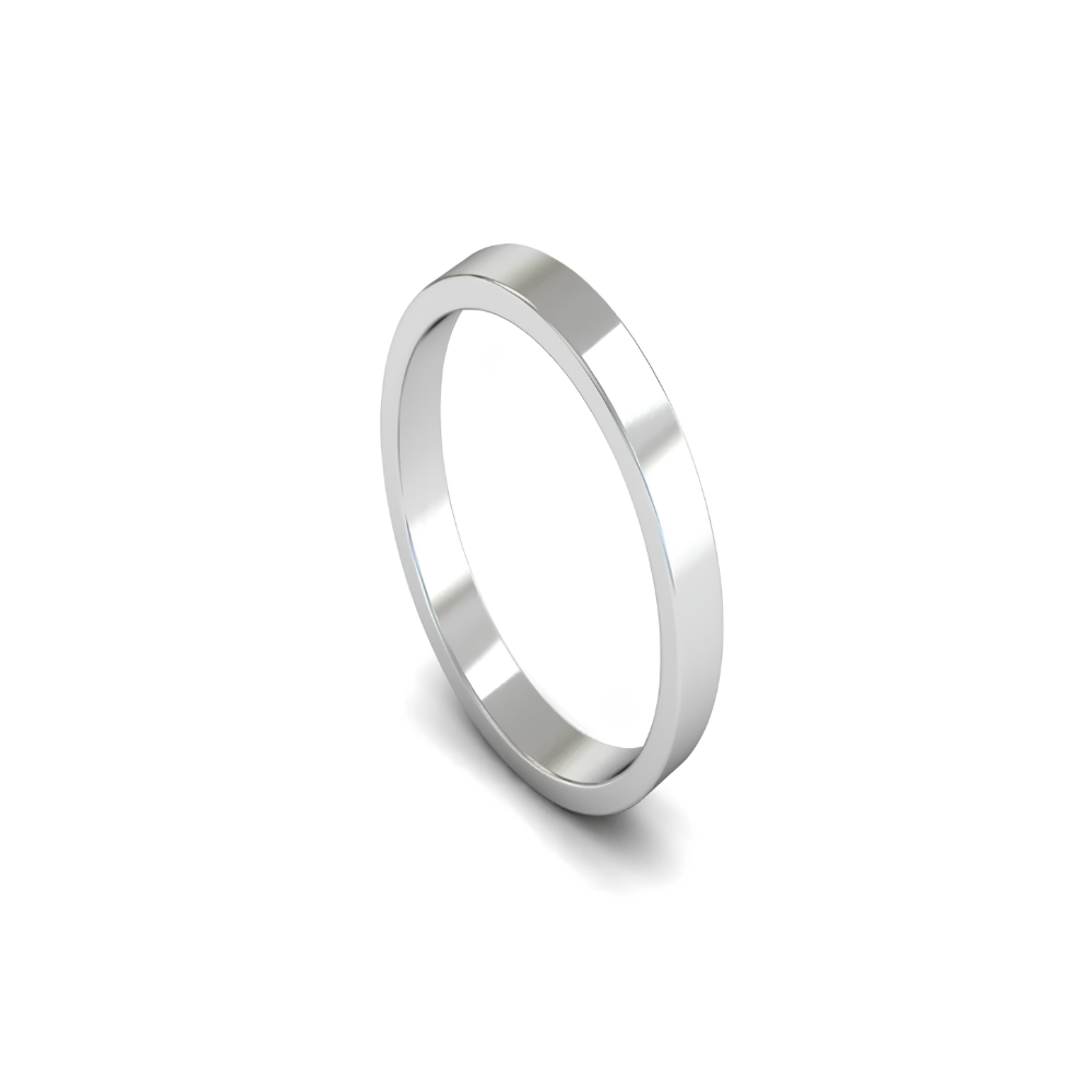 Mococo Fine 18ct White Gold 3mm Flat Wedding Ring
