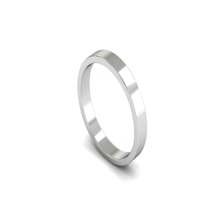 Mococo Fine 18ct White Gold 3mm Flat Wedding Ring