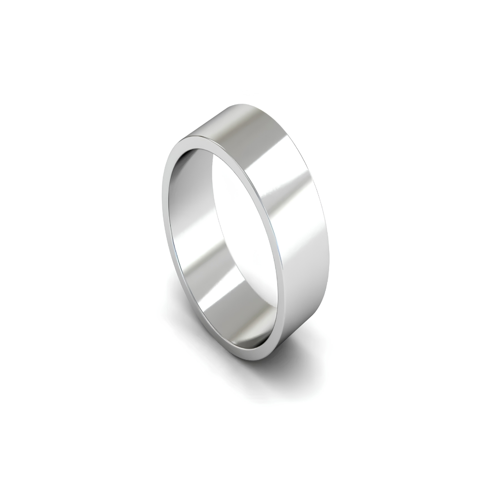 Mococo Fine 18ct White Gold 7mm Flat Wedding Ring