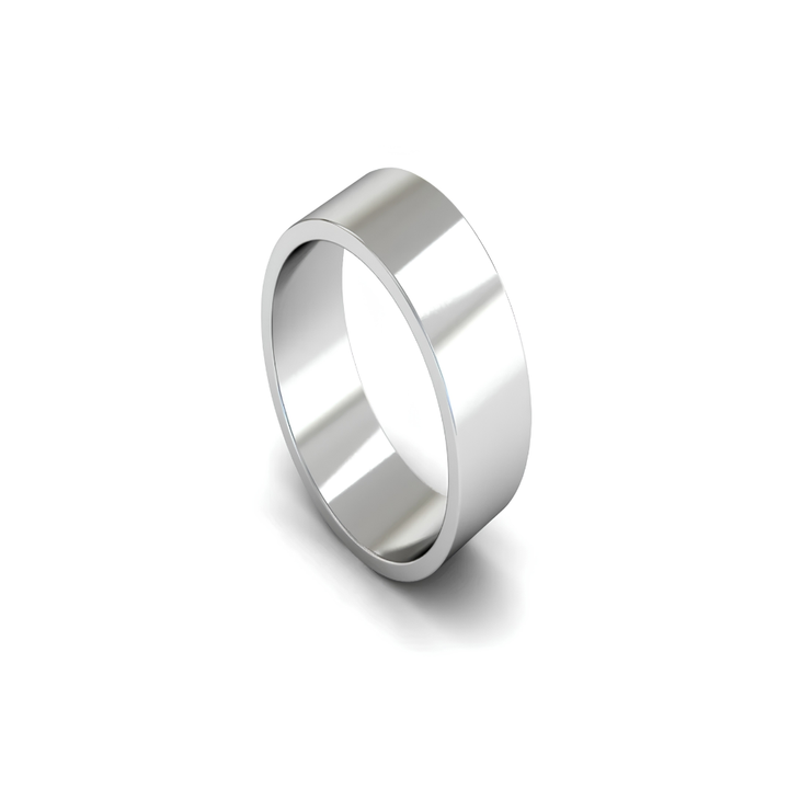 Mococo Fine 18ct White Gold 7mm Flat Wedding Ring