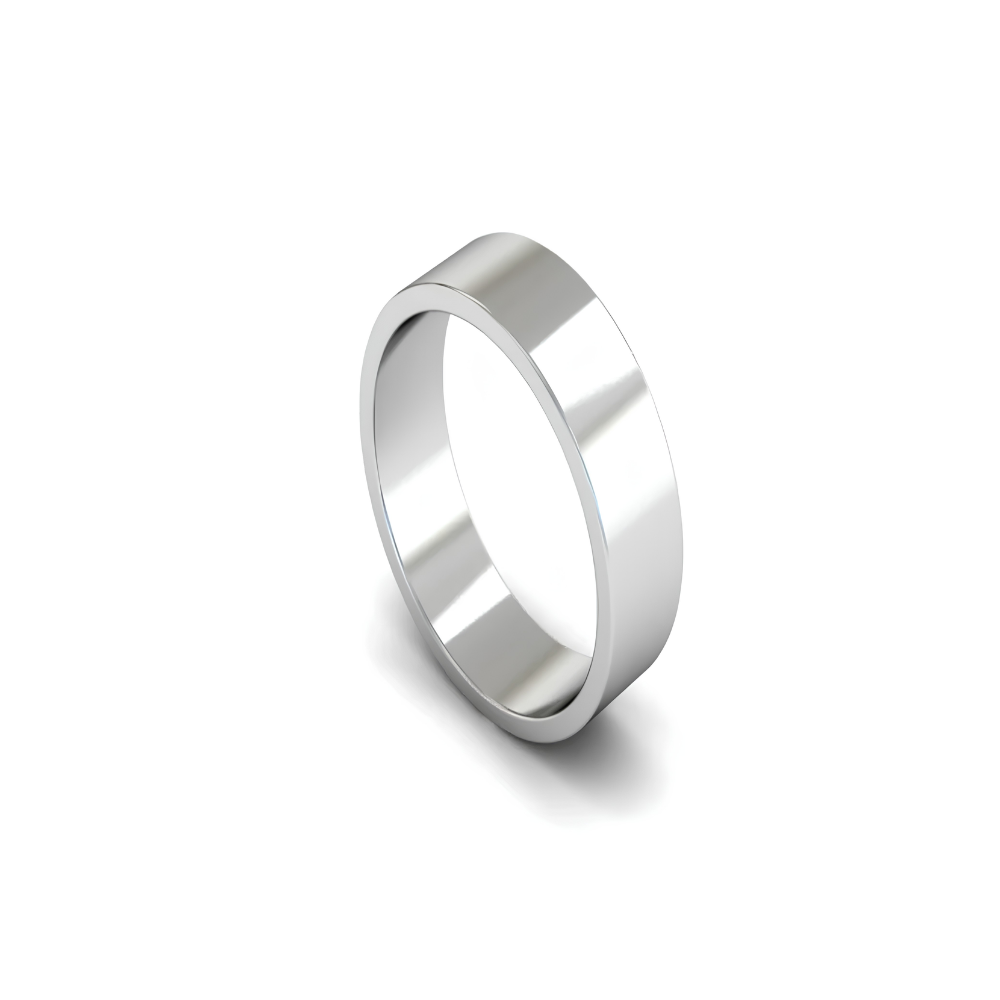 Mococo Fine 18ct White Gold 6mm Flat Wedding Ring