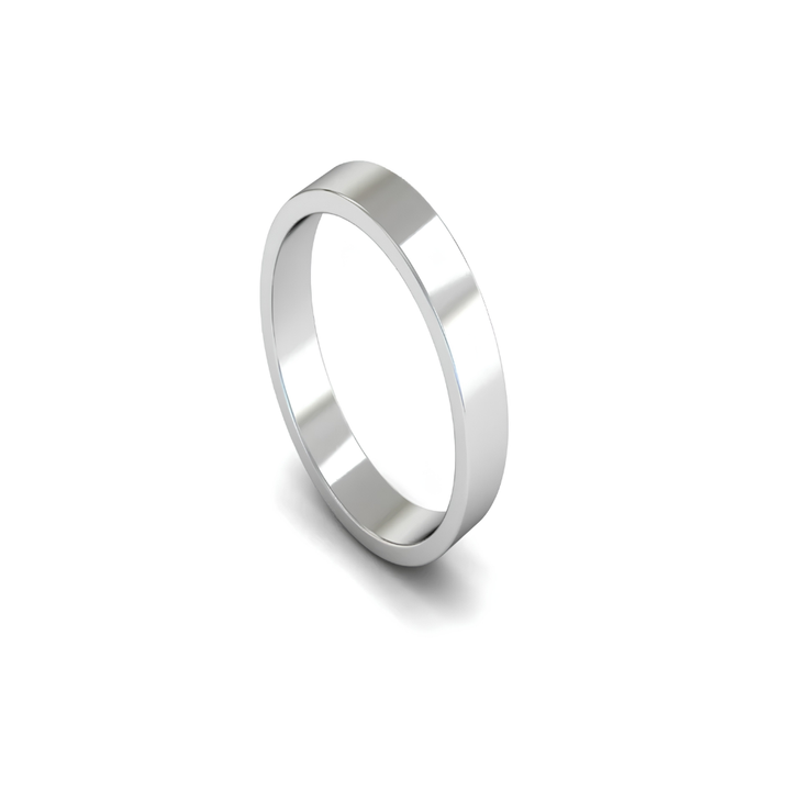 Mococo Fine 18ct White Gold 4mm Flat Wedding Ring