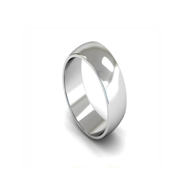 Mococo Fine 9ct White Gold 10mm D-Shaped Wedding Ring