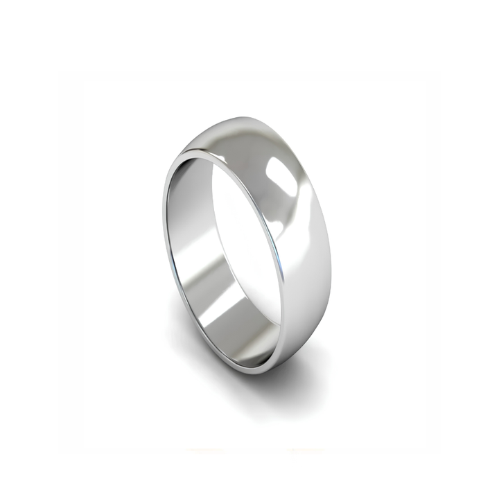 Mococo Fine 9ct White Gold 9mm D-Shaped Wedding Ring