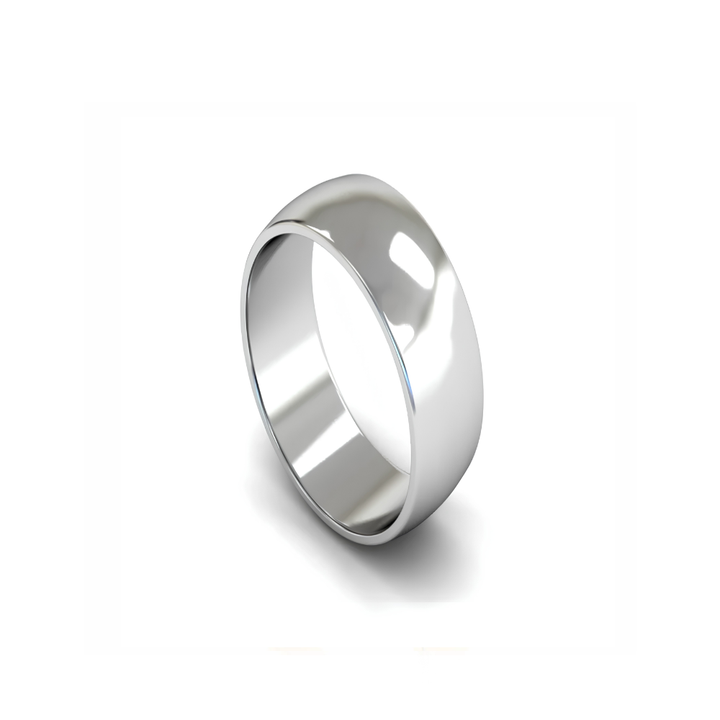 Mococo Fine 9ct White Gold 8mm D-Shaped Wedding Ring