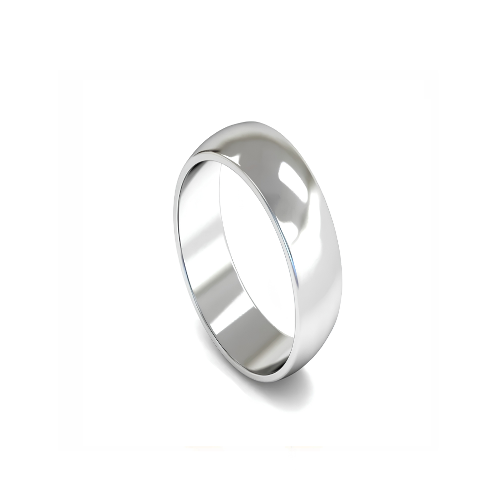 Mococo Fine 9ct White Gold 7mm D-Shaped Wedding Ring