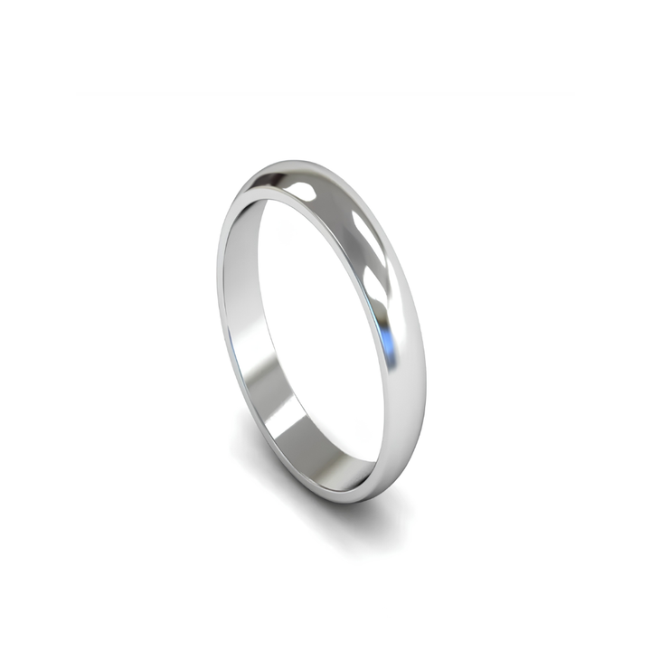 Mococo Fine 9ct White Gold 4mm D-Shaped Wedding Ring