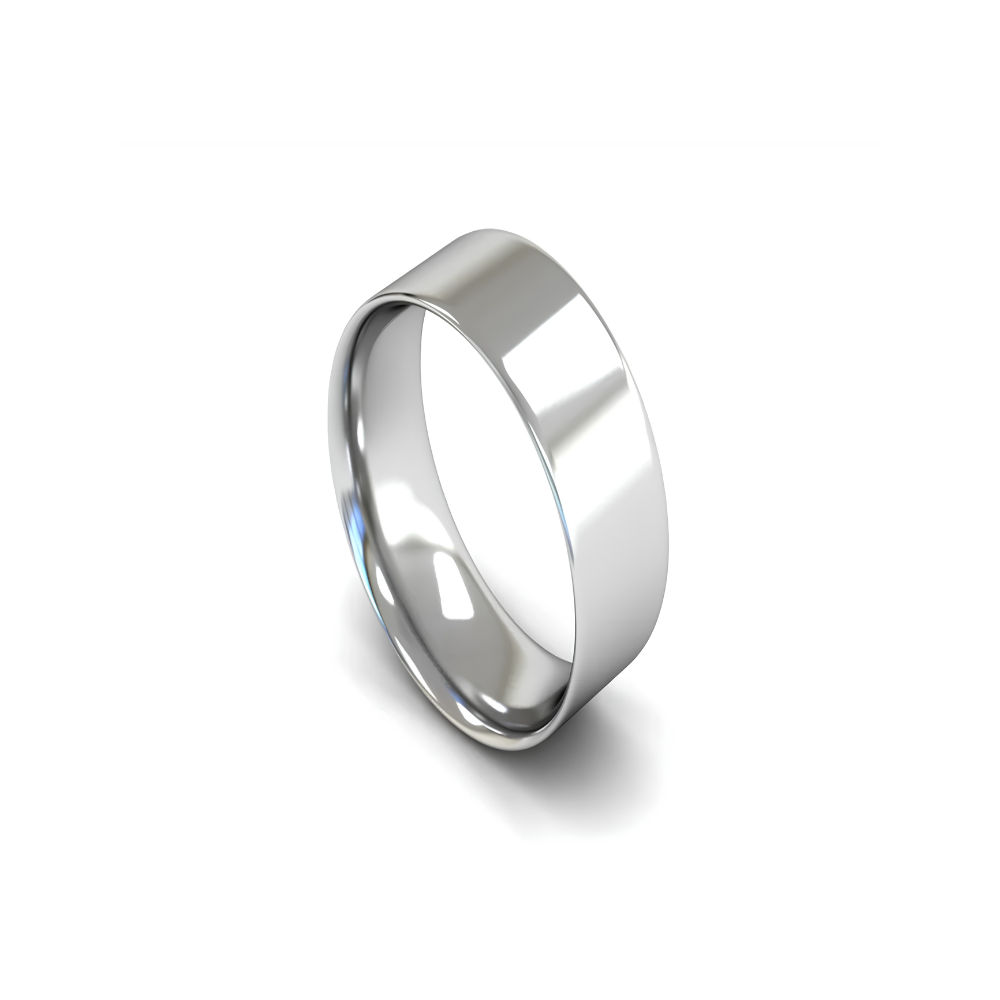 Mococo Fine 9ct White Gold 8mm Flat Court Wedding Ring