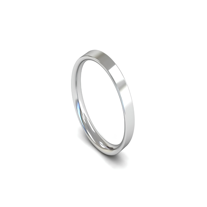 Mococo Fine 9ct White Gold 3mm Flat Court Wedding Ring