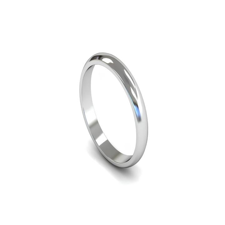 Mococo Fine 9ct White Gold 3mm D-Shaped Wedding Ring