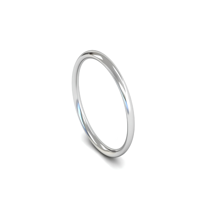 Mococo Fine 9ct White Gold 2mm Traditional Court Wedding Ring