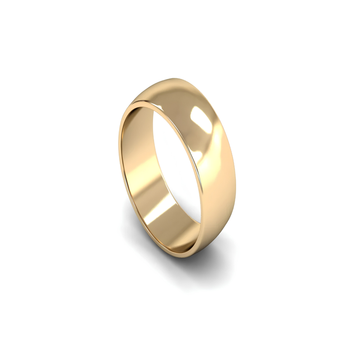 Mococo Fine 9ct Yellow Gold 8mm D Shaped Wedding Ring