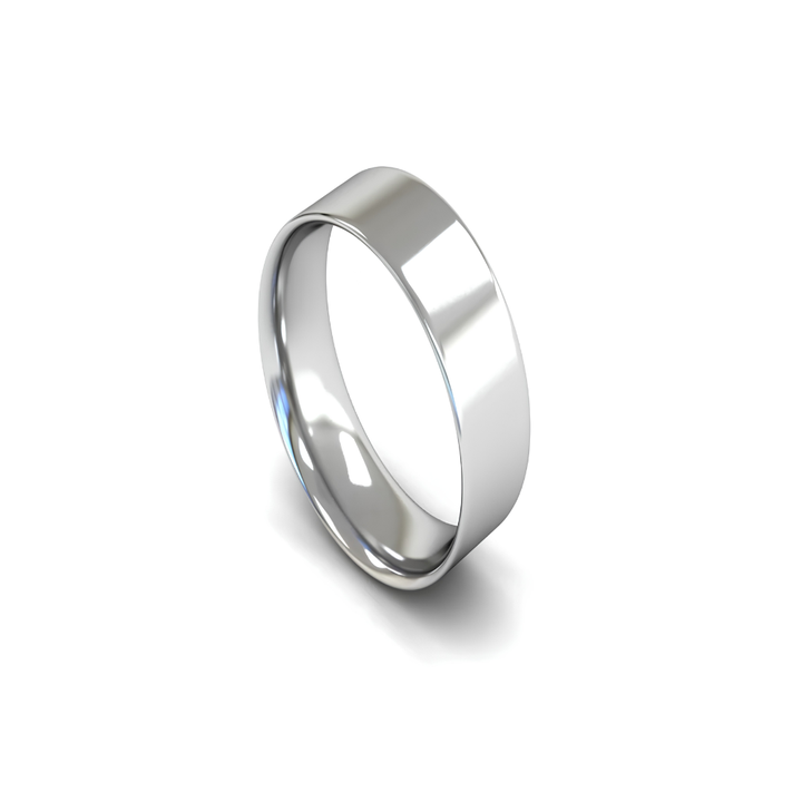 Mococo Fine 9ct White Gold 7mm Flat Court Wedding Ring