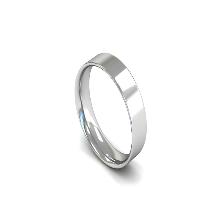 Mococo Fine 9ct White Gold 5mm Flat Court Wedding Ring