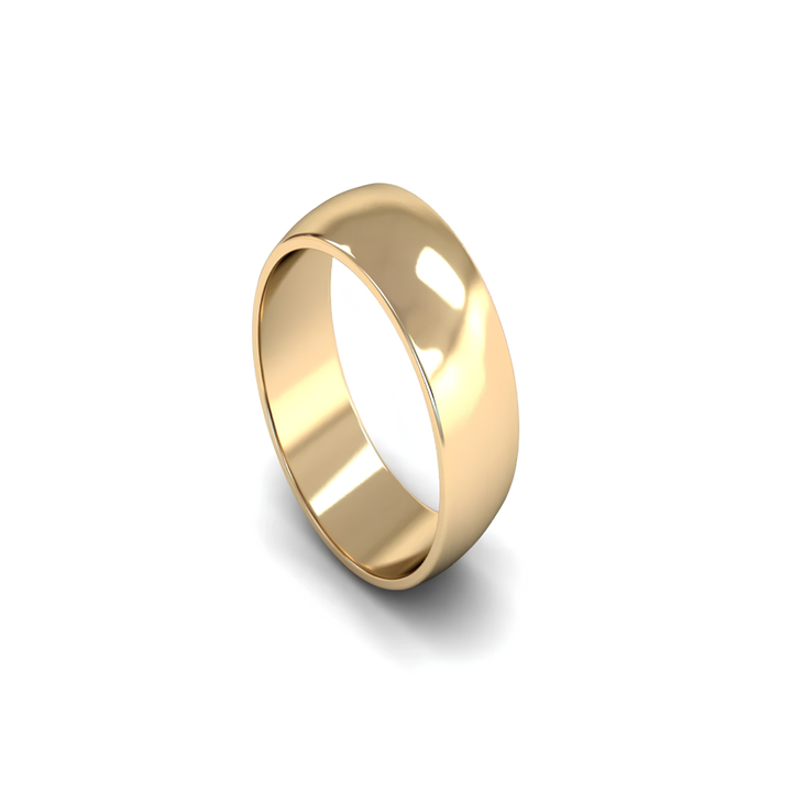 Mococo Fine 9ct Yellow Gold 9mm D Shaped Wedding Ring
