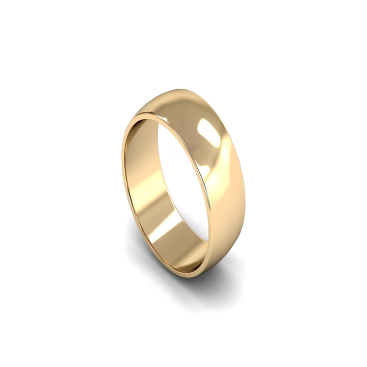 Mococo Fine 9ct Yellow Gold 10mm D Shaped Wedding Ring