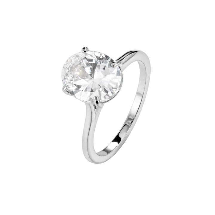 D.Louise Silver Oval 3ct Diamond-Inspired Engagement Ring