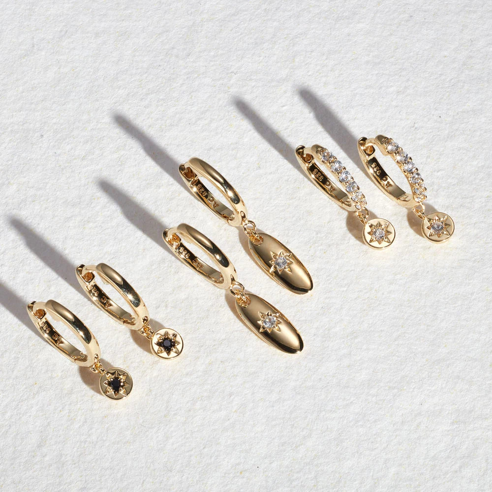 Astley Clarke Celestial Drop Hoop Earrings - Gold Vermeil & Pavé White Sapphires