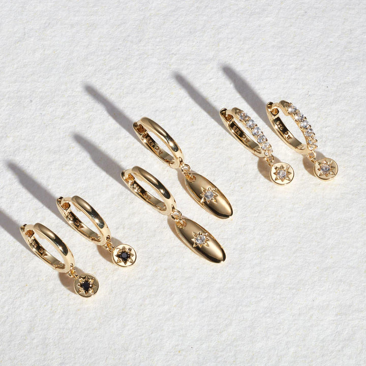 Astley Clarke Celestial Drop Hoop Earrings - Gold Vermeil & Pavé White Sapphires