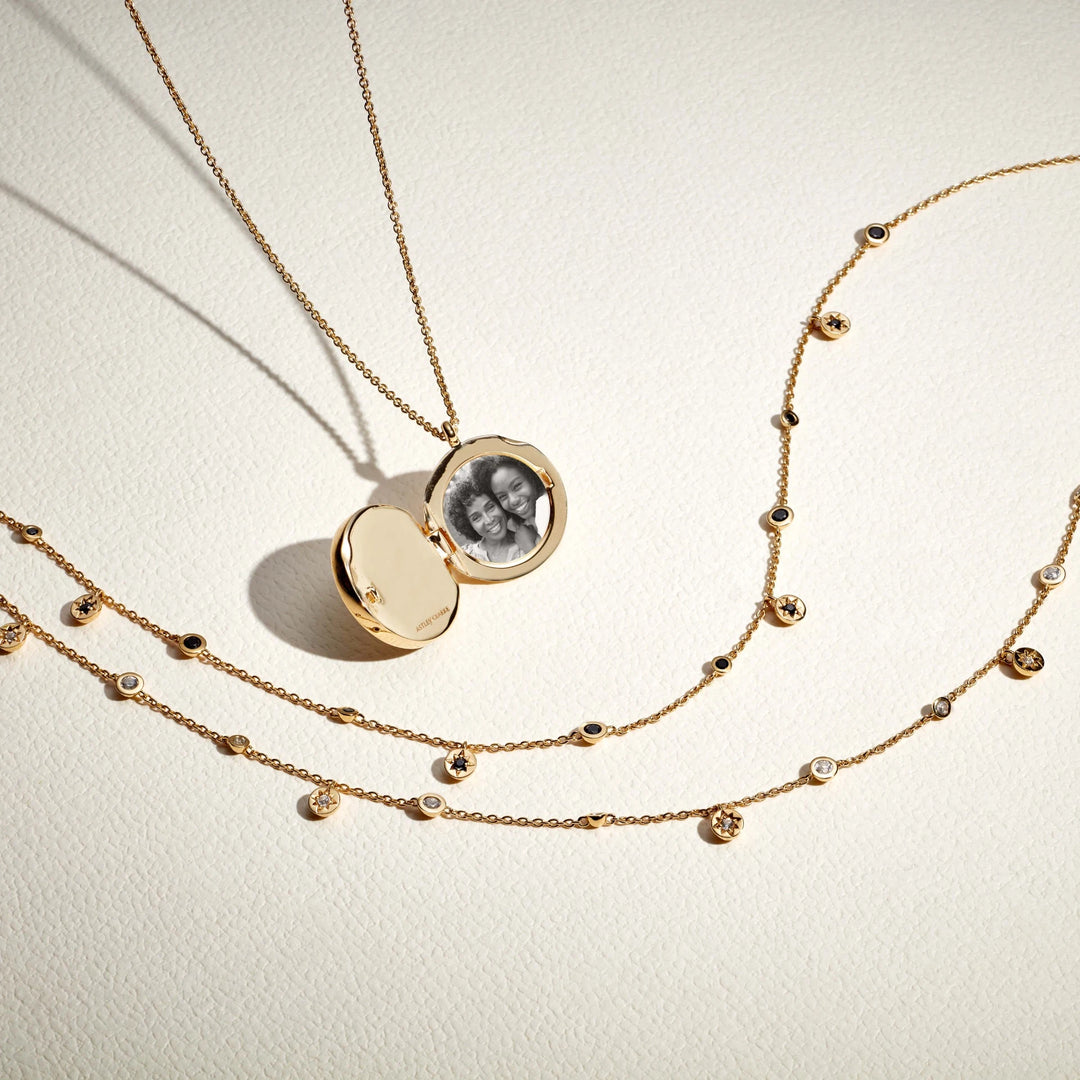 Astley Clarke Celestial Station Necklace - White Sapphire & Gold Vermeil/Sterling Silver