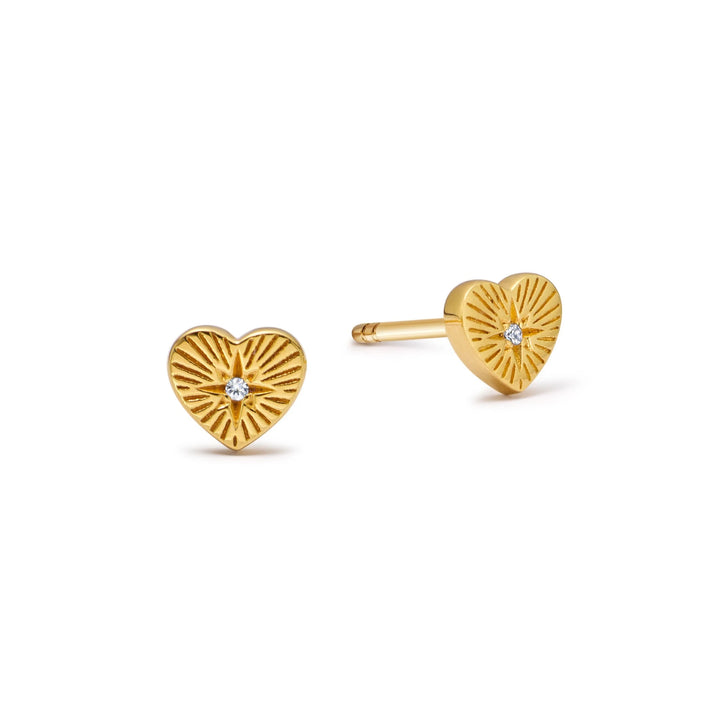 Astley Clarke Gold Vermeil Heart Stud Earrings with Sparkling White Sapphires