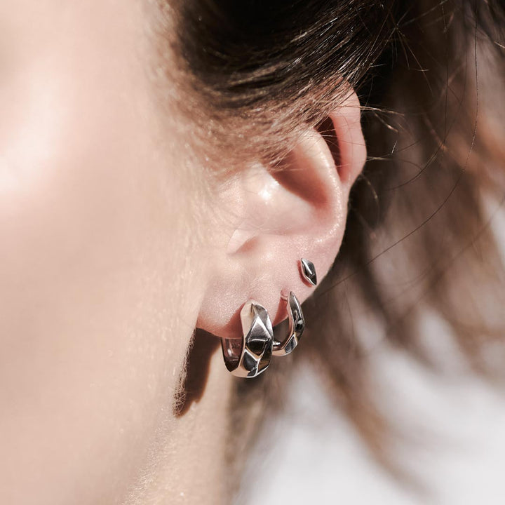 Kit Heath Glint Geo Hoop Earrings Sterling Silver