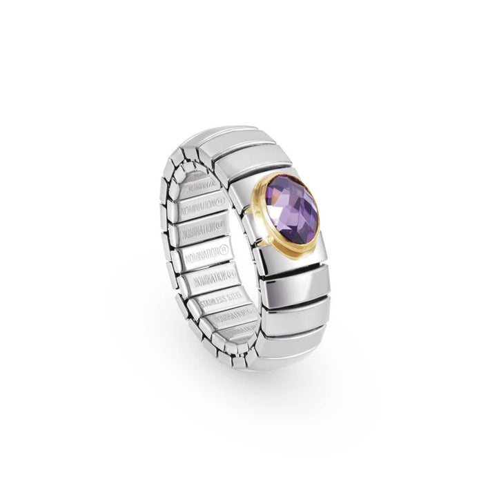 Nomination Silver and Gold XTE Oval Purple Emerald Ring
