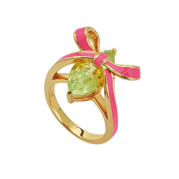 Amelia Scott Bow Ring Bright Pink Lime Green & Gold - MococoAmelia ScottAS22TRR13S/WEBRigns