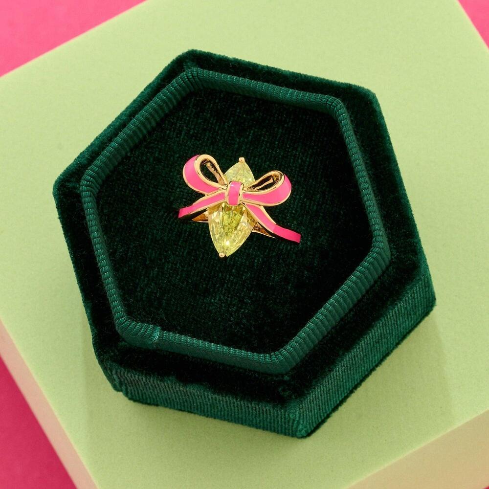 Amelia Scott Bow Ring Bright Pink Lime Green & Gold - MococoAmelia ScottAS22TRR13S/WEBRigns