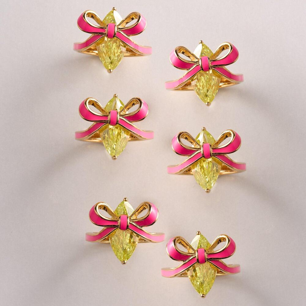 Amelia Scott Bow Ring Bright Pink Lime Green & Gold - MococoAmelia ScottAS22TRR13S/WEBRigns