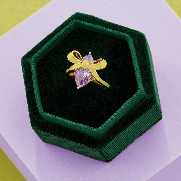 Amelia Scott Bow Ring Lime Lilac & Gold - MococoAmelia ScottAS22TRR11S/WEBRigns