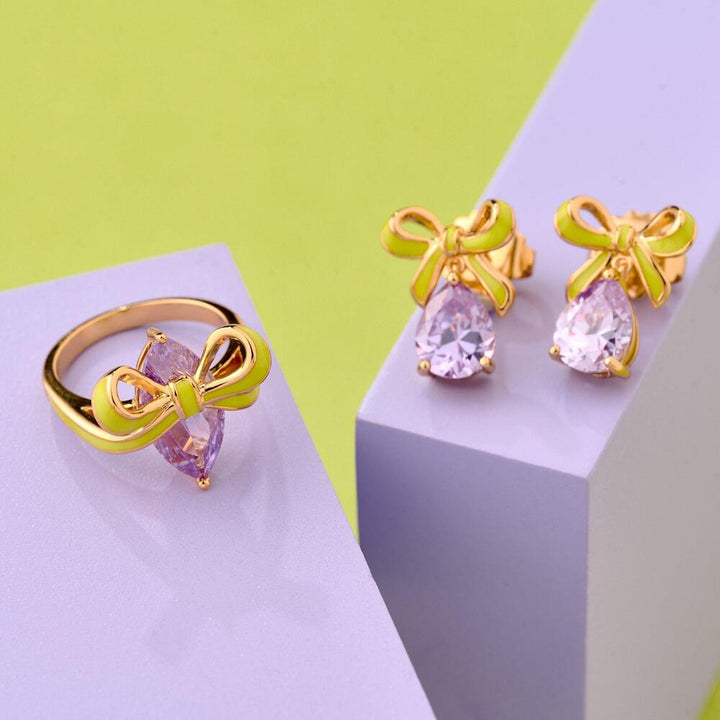 Amelia Scott Bow Ring Lime Lilac & Gold - MococoAmelia ScottAS22TRR11S/WEBRigns