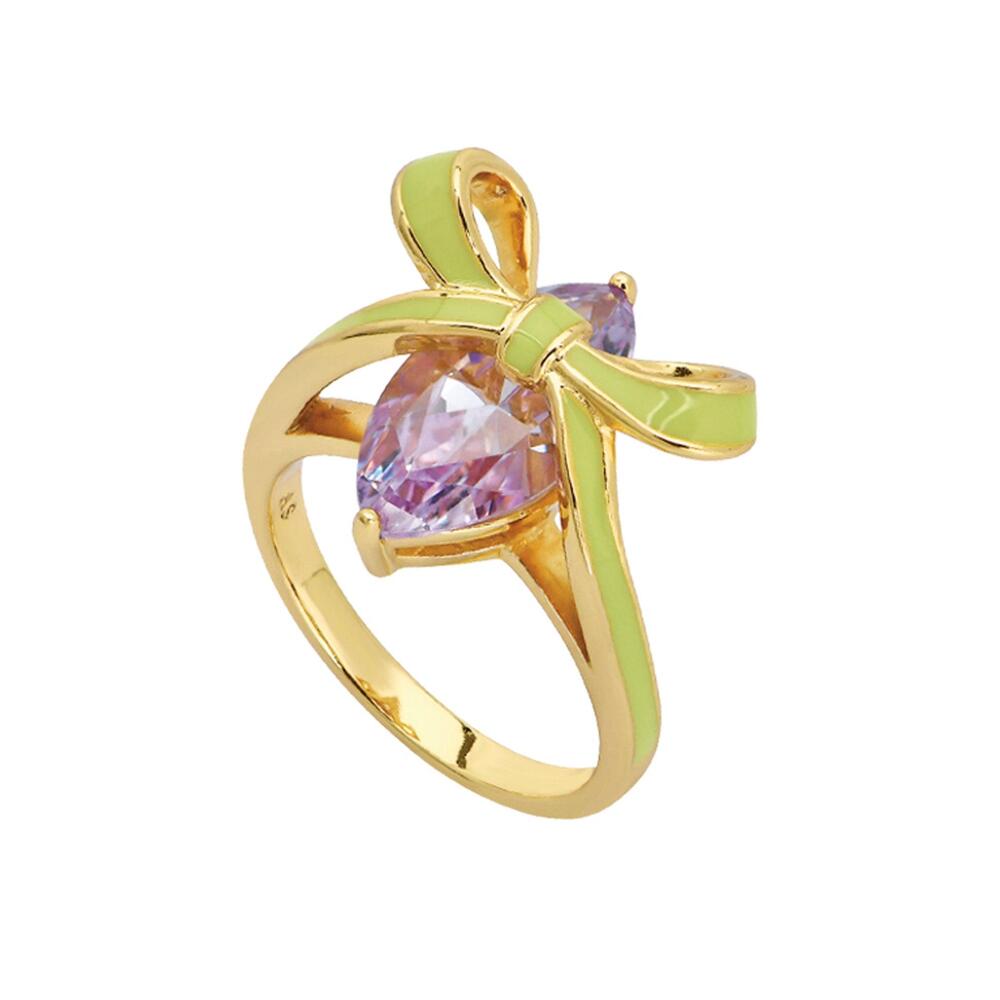 Amelia Scott Bow Ring Lime Lilac & Gold - MococoAmelia ScottAS22TRR11S/WEBRigns
