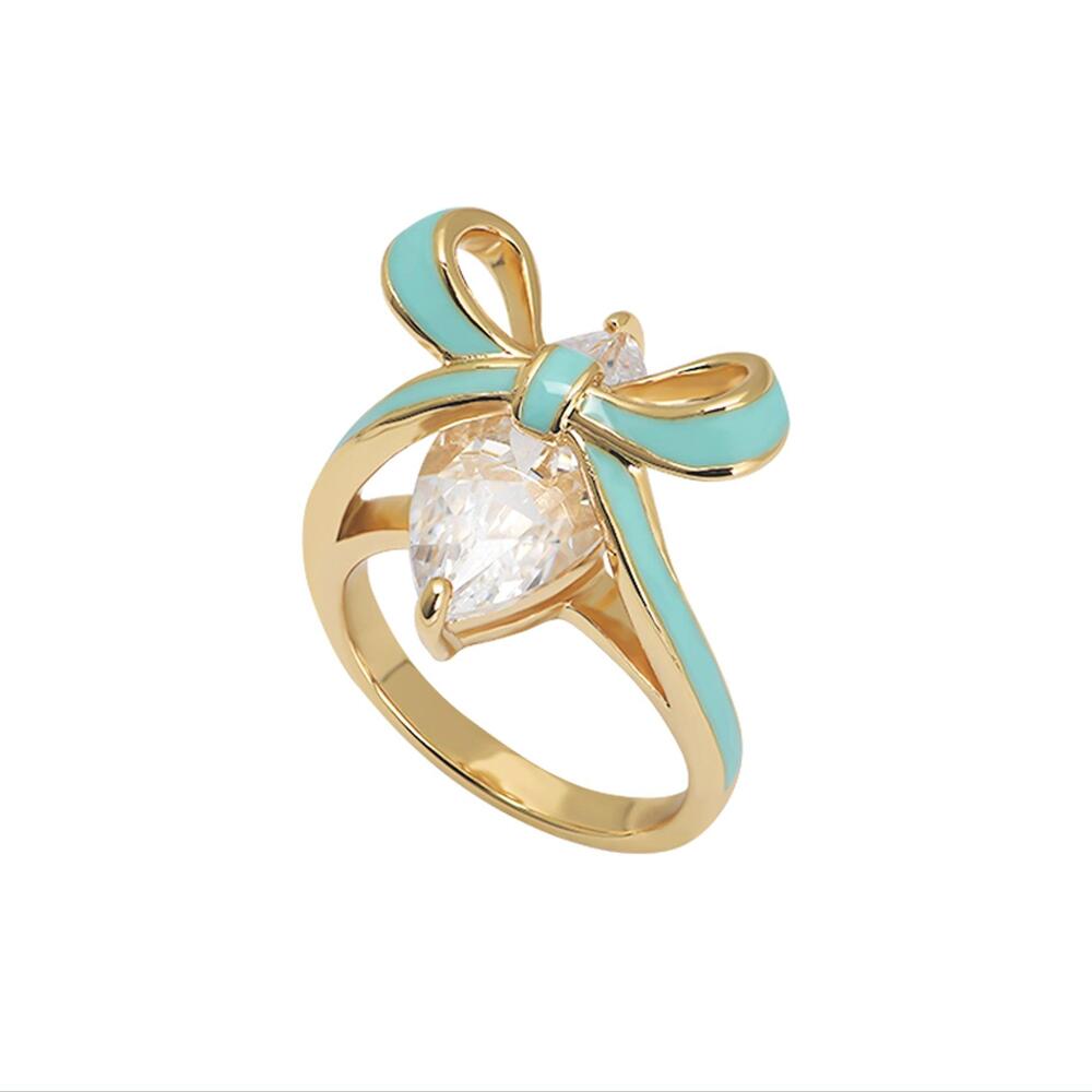 Amelia Scott Bow Ring Turquoise Clear & Gold - MococoAmelia ScottAS22TRR88S/WEBRigns
