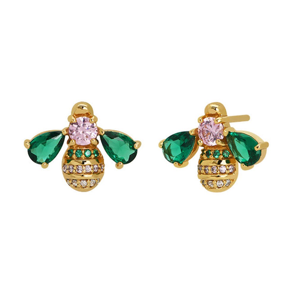 Amelia Scott Gold Beatrice Jewelled Bee Emerald & Blush Pink Earrings - MococoAmelia ScottAS22FFE01/WEBEarrings
