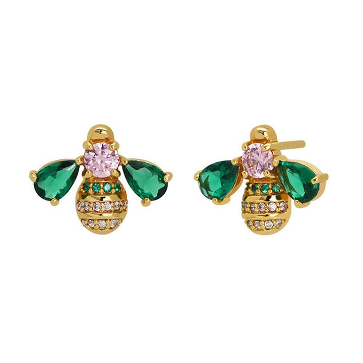 Amelia Scott Gold Beatrice Jewelled Bee Emerald & Blush Pink Earrings - MococoAmelia ScottAS22FFE01/WEBEarrings