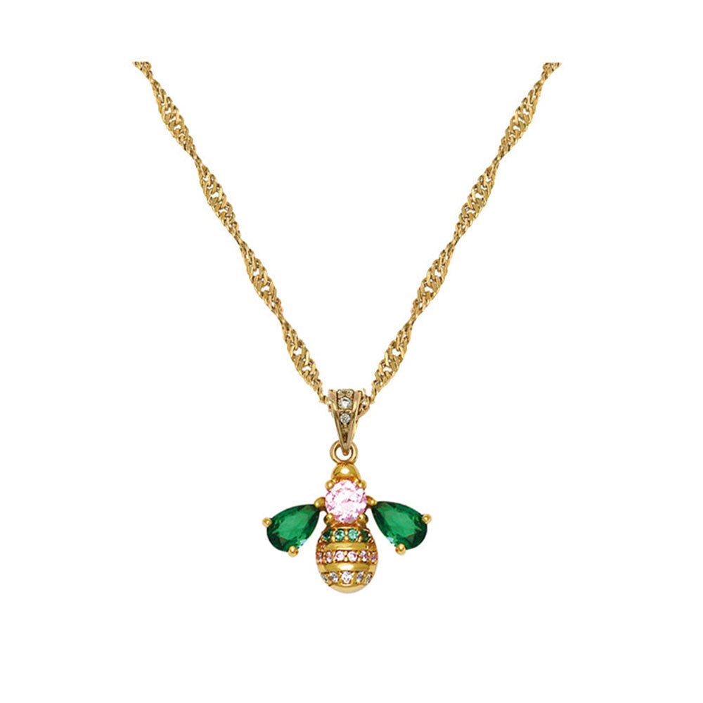 Amelia Scott Gold Beatrice Jewelled Bee Emerald & Blush Pink Necklace - MococoAmelia ScottAS22FFN01/WEBNecklace