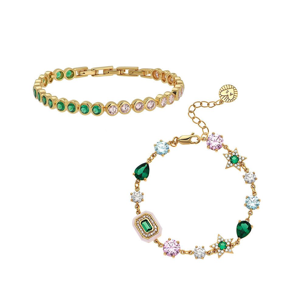 Amelia Scott Gold Blush Pink & Emerald Green Bracelet Stacking Set - MococoAmelia ScottSTACKINGSET04/WEBBracelets