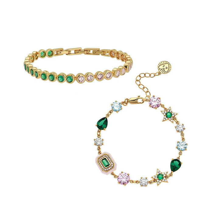 Amelia Scott Gold Blush Pink & Emerald Green Bracelet Stacking Set - MococoAmelia ScottSTACKINGSET04/WEBBracelets