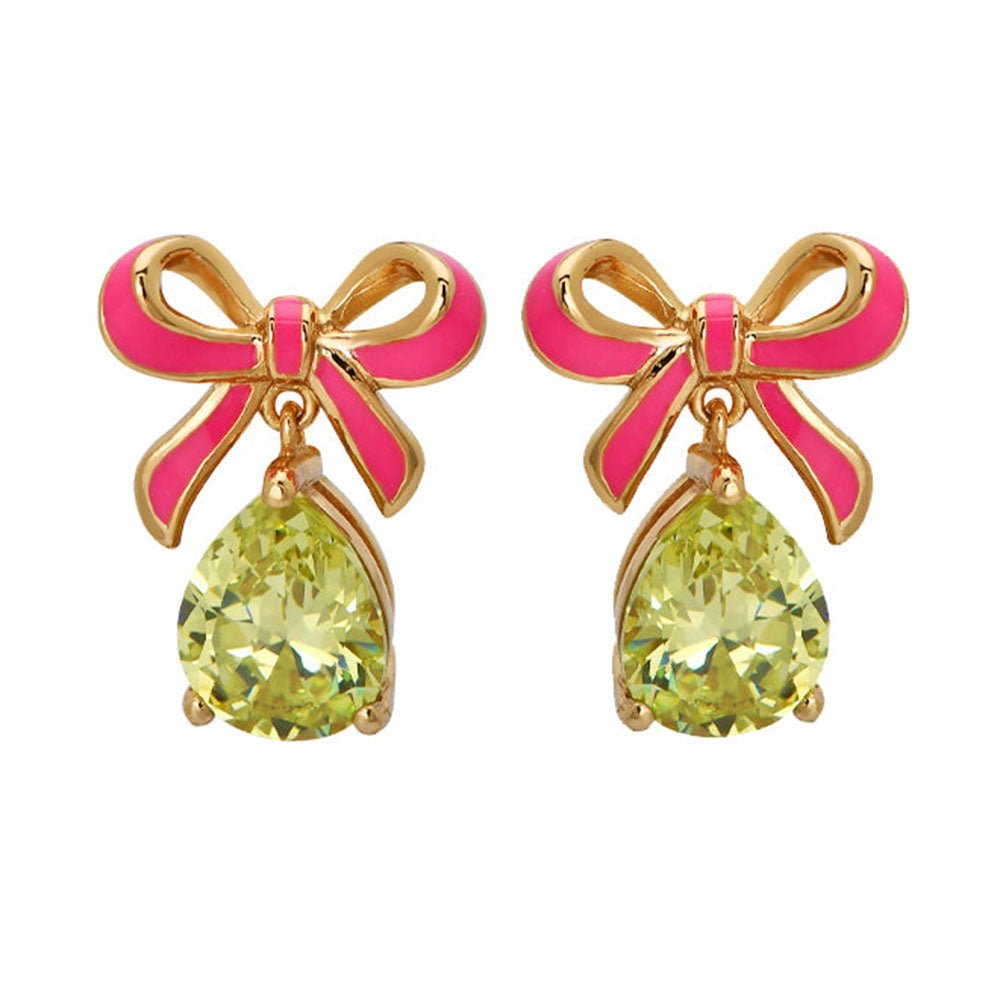 Amelia Scott Gold Bow Bright Pink & Lime Green Earrings - MococoAmelia ScottAS22TRE31/WEBEarrings