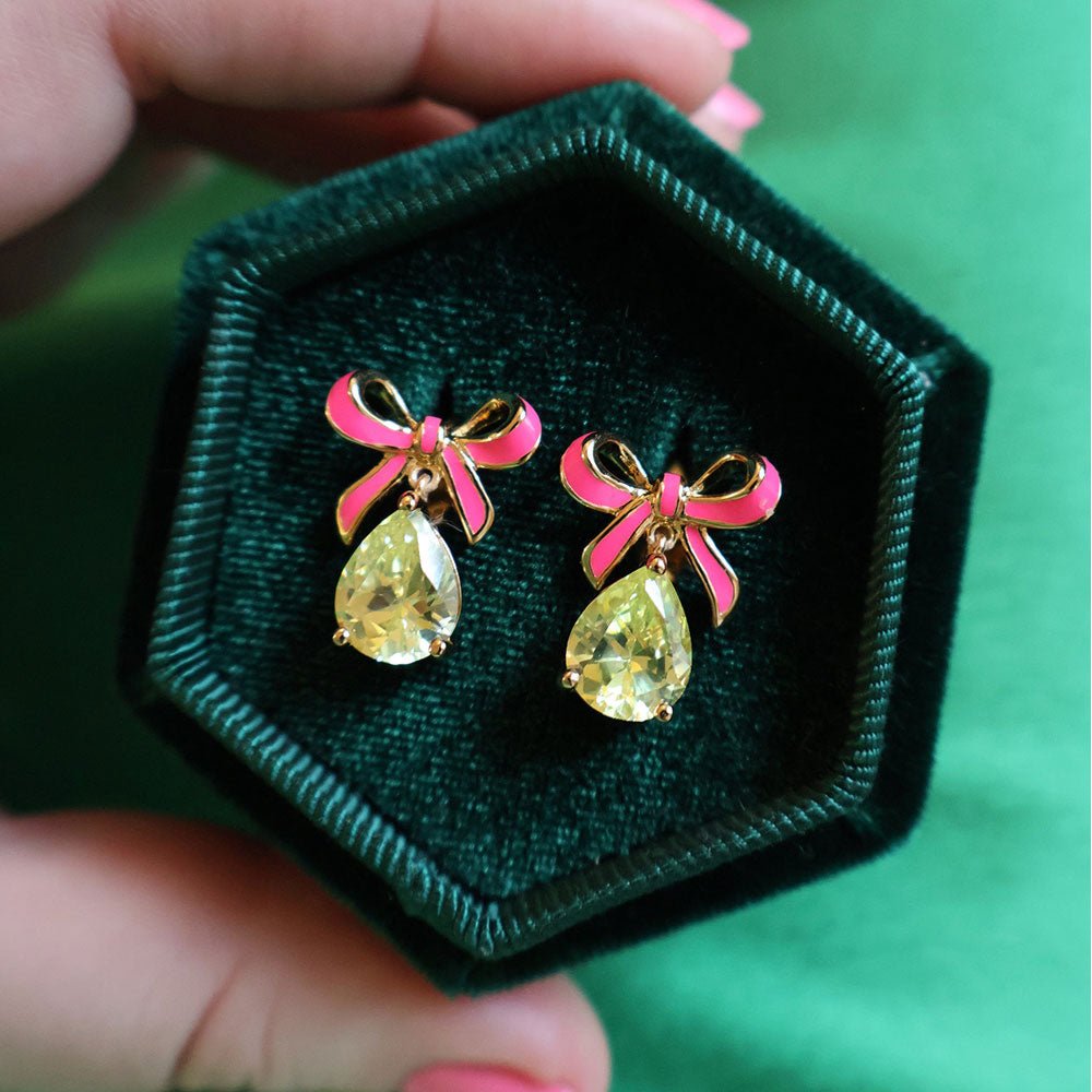 Amelia Scott Gold Bow Bright Pink & Lime Green Earrings - MococoAmelia ScottAS22TRE31/WEBEarrings