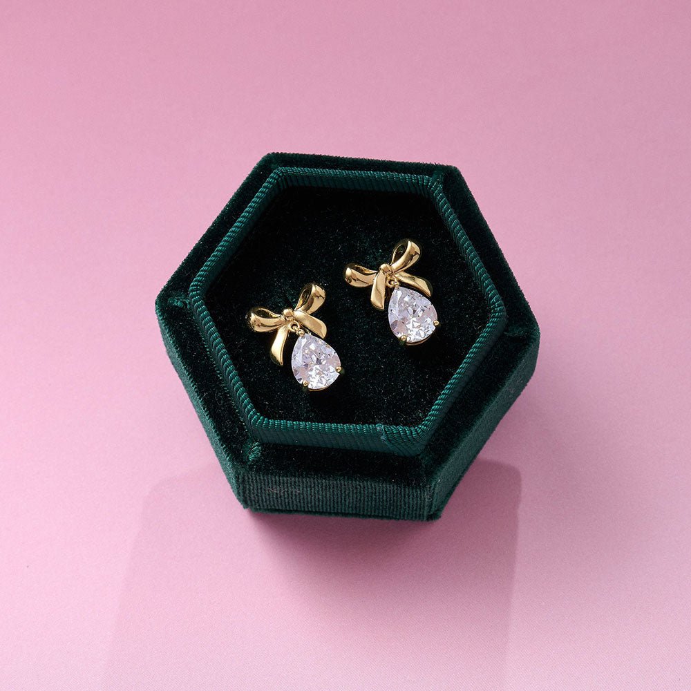 Amelia Scott Gold Bow Clear Cubic Zirconia Stud Earrings - MococoAmelia ScottAS22TRE55/WEBEarrings